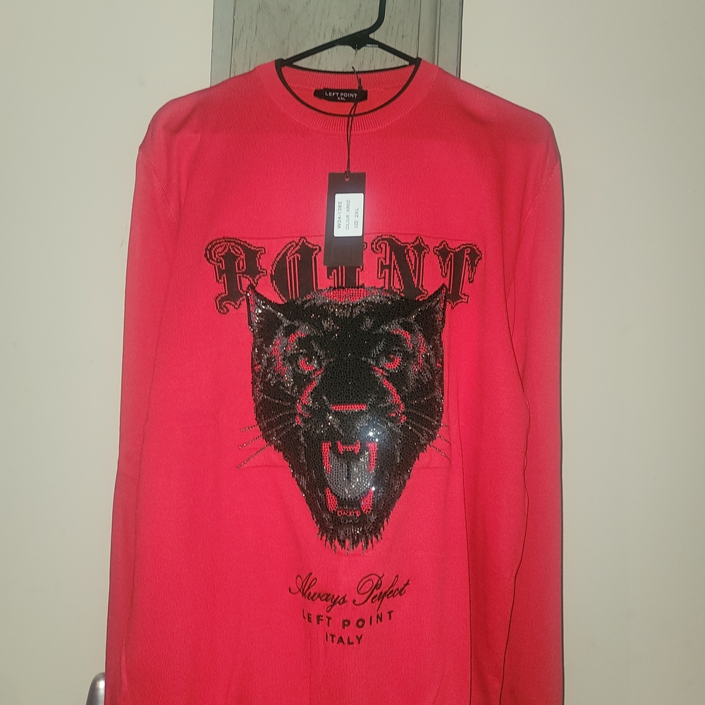 Leftpoint Red Rhinestone Black Panther Sweatshirt/sweater. Xxl NWT
